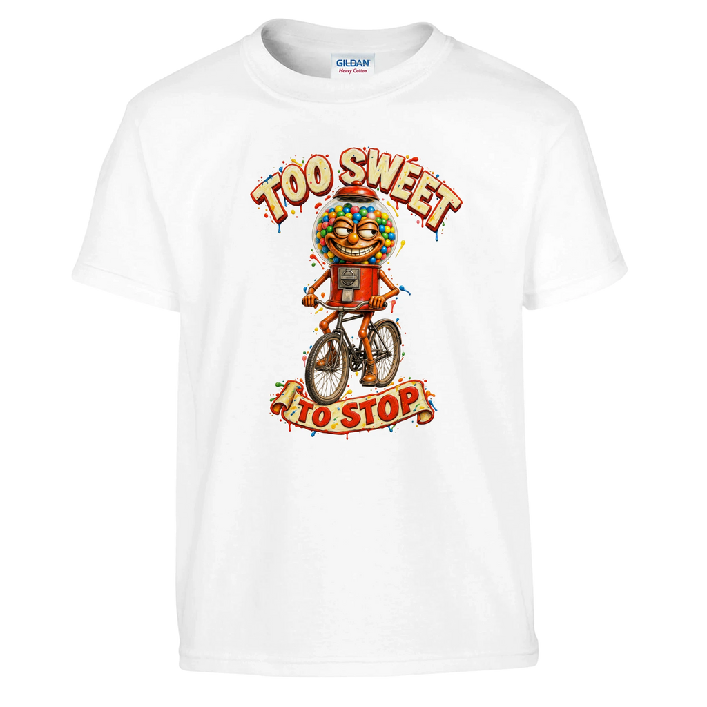 Chicleteira Bicicleteira print on a white kids t-shirt, front view