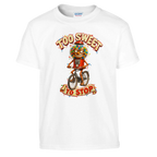 Chicleteira Bicicleteira print on a white kids t-shirt, front view