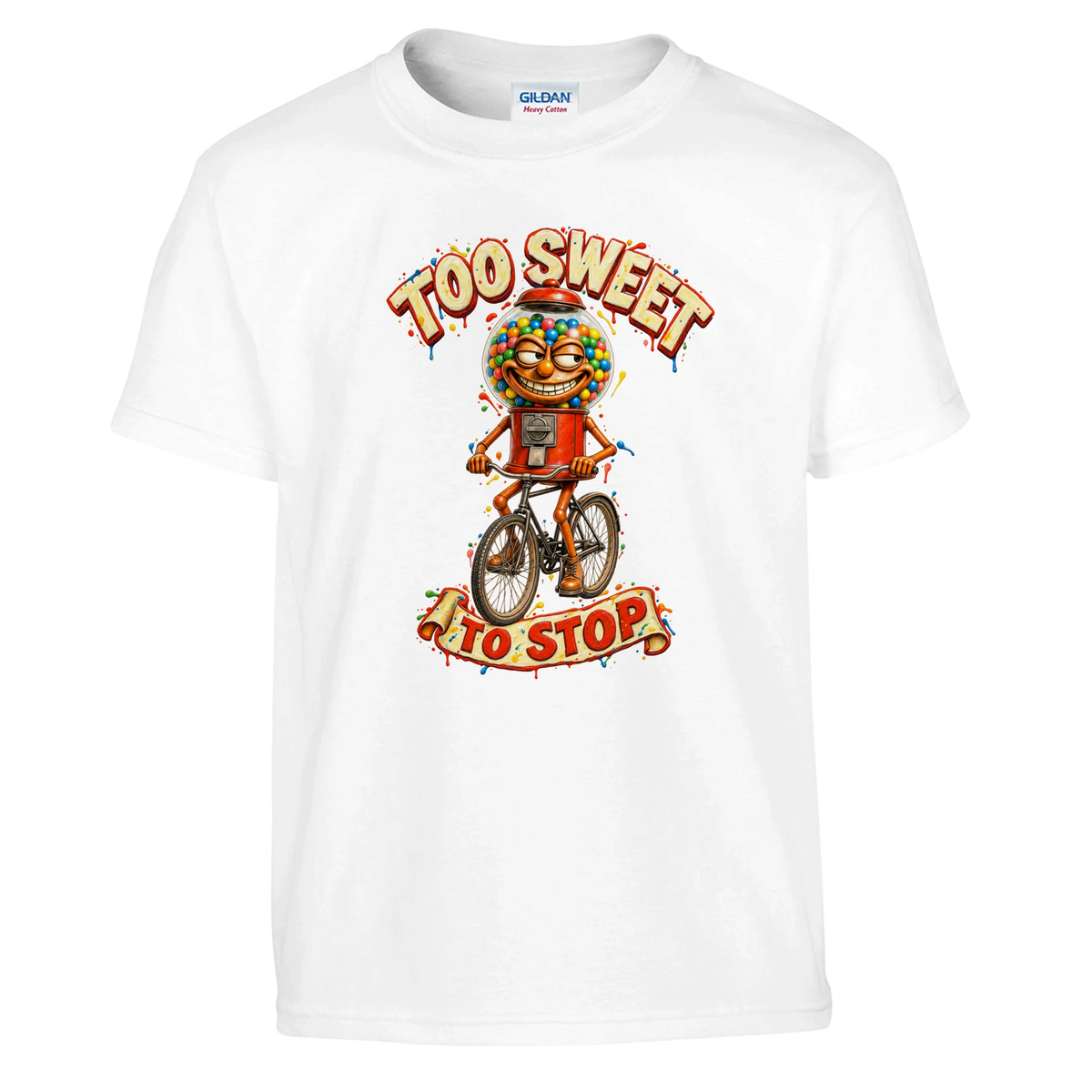 Chicleteira Bicicleteira print on a white kids t-shirt, front view