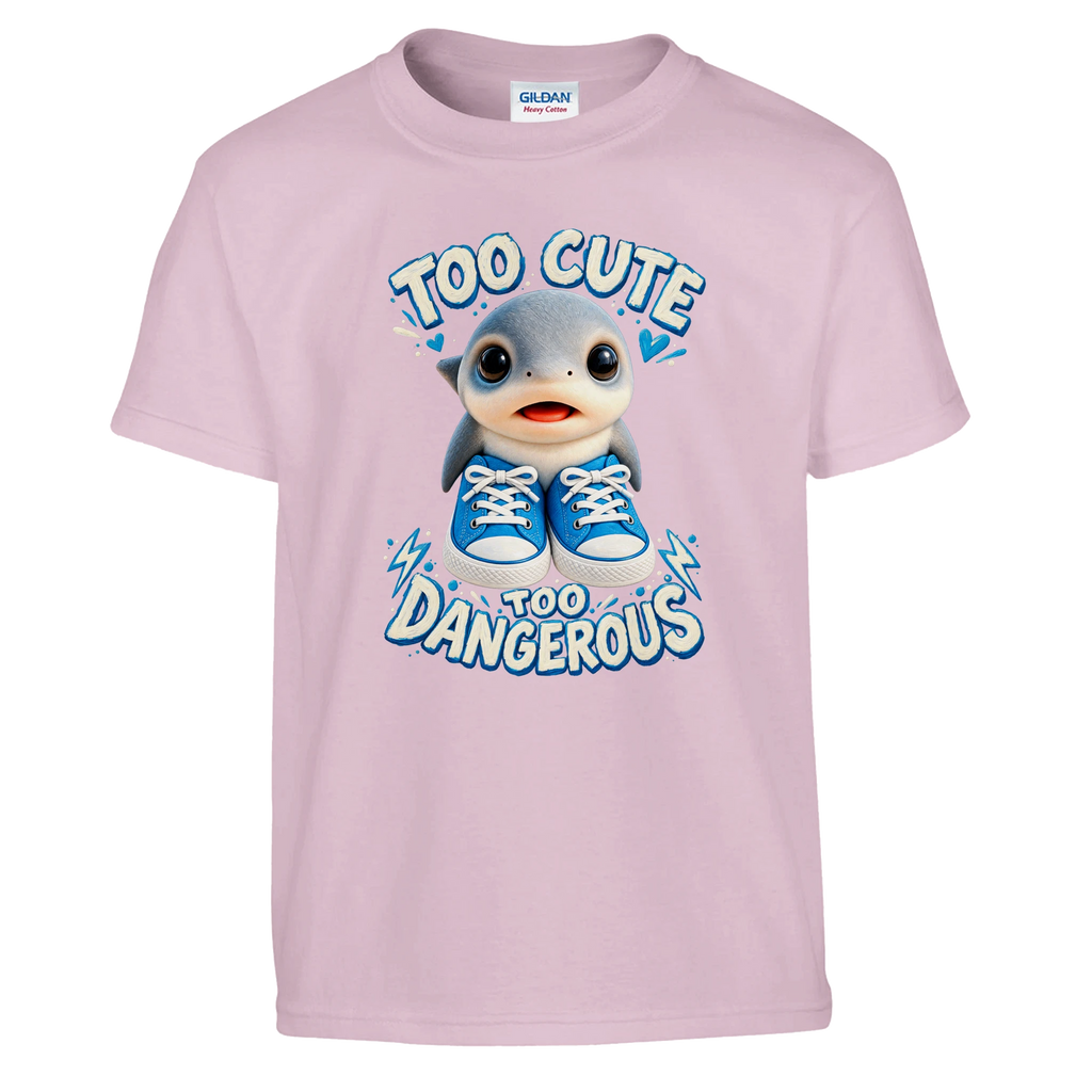 Los Tralaleritos print on a light pink kids t-shirt, front view