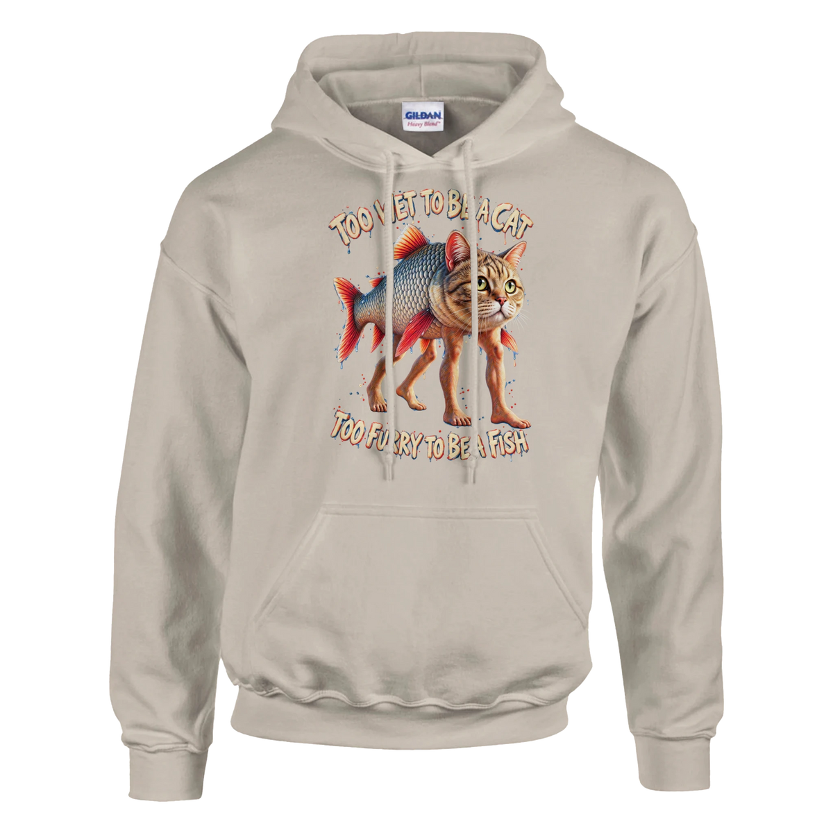 Trulimero Trulichina print on a sand pullover hoodie, front view