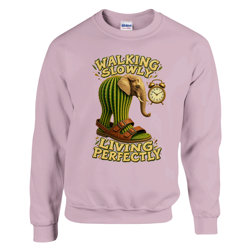 Lirili Larila print on a light pink crewneck sweatshirt, front view