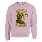 Lirili Larila print on a light pink crewneck sweatshirt, front view