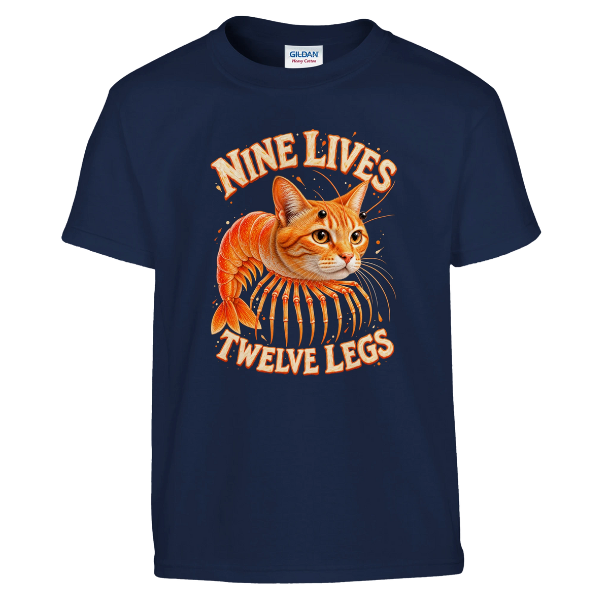 Trippi Troppi print on a navy kids t-shirt, front view