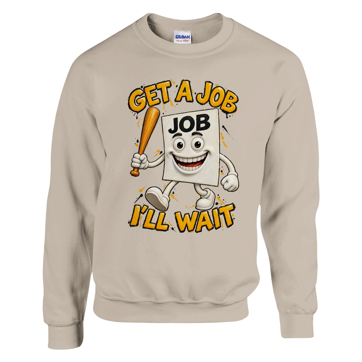 Job Job Job Sahur print on a sand crewneck sweatshirt, front view