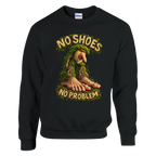 Brr Brr Patapim print on a black crewneck sweatshirt, front view