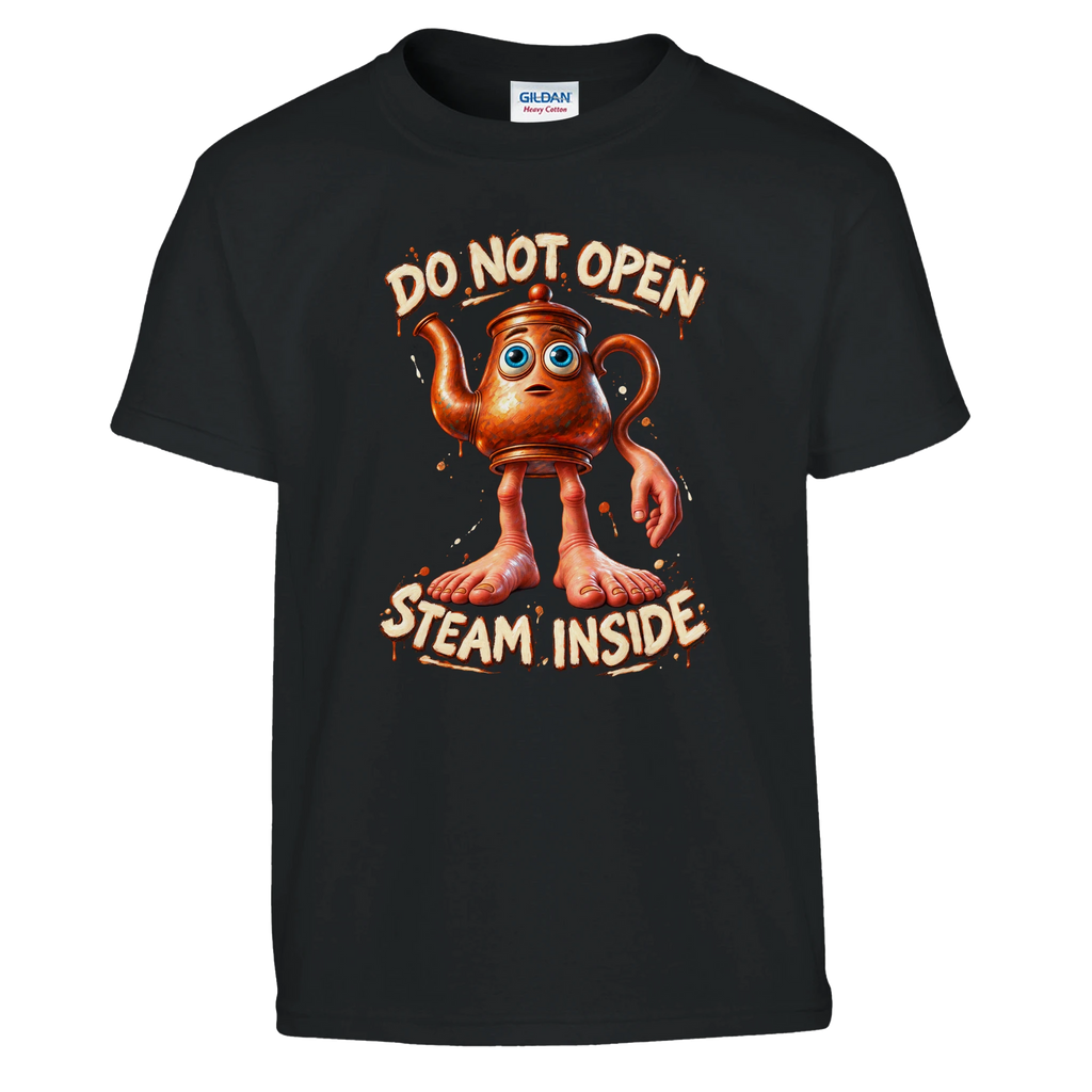 Ta Ta Ta Sahur print on a black kids t-shirt, front view
