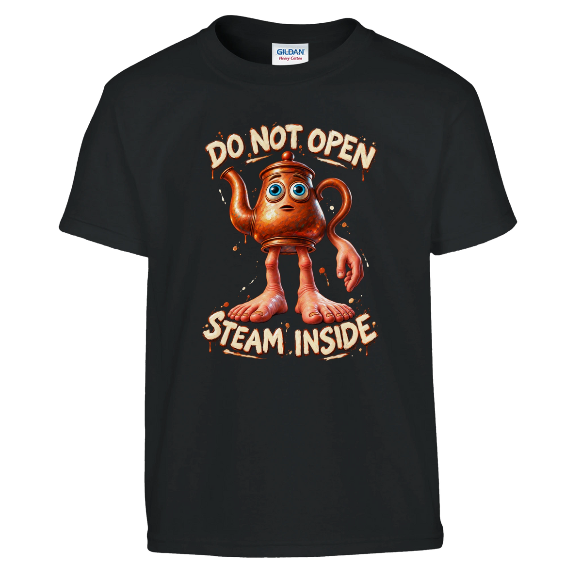 Ta Ta Ta Sahur print on a black kids t-shirt, front view