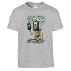 Pot Hotspot print on a sport grey kids t-shirt, front view
