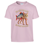 Trulimero Trulichina print on a light pink kids t-shirt, front view