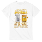 White t-shirt printed with Garama and Madundung and the words Sweet together, salty forever, front view
