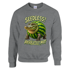 Glorbo Fruttodrillo print on a sport grey crewneck sweatshirt, front view