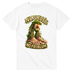 White t-shirt printed with Brr Brr Patapim and the words No shoes, no problem, front view