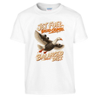 Bombombini Gusini print on a white kids t-shirt, front view