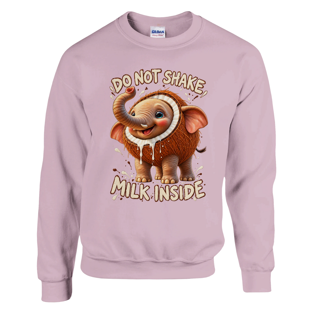 Cocofanto Elefanto print on a light pink crewneck sweatshirt, front view