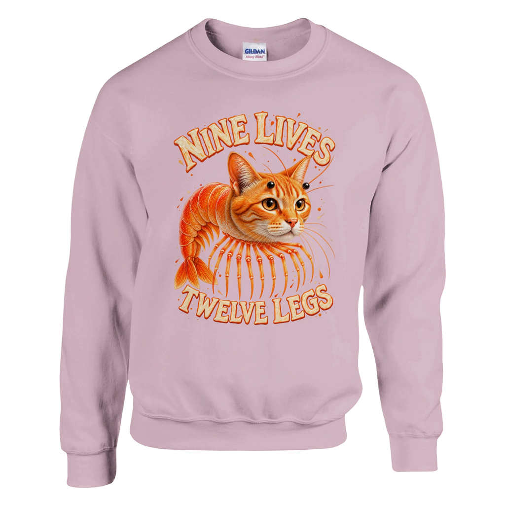 Trippi Troppi print on a light pink crewneck sweatshirt, front view