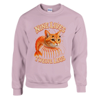 Trippi Troppi print on a light pink crewneck sweatshirt, front view