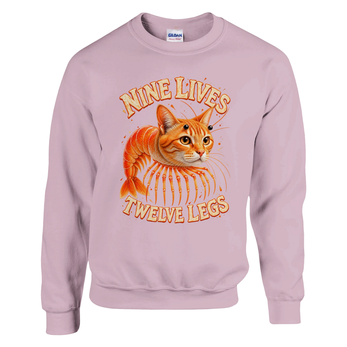 Trippi Troppi print on a light pink crewneck sweatshirt, front view