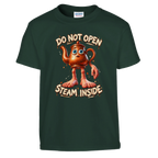 Ta Ta Ta Sahur print on a forest green kids t-shirt, front view