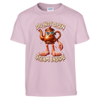 Ta Ta Ta Sahur print on a light pink kids t-shirt, front view