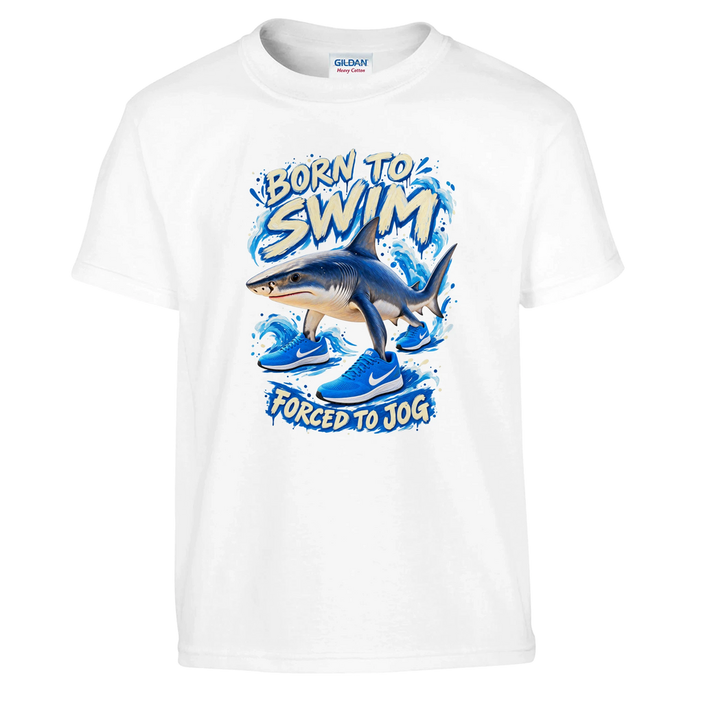 Tralalero Tralala print on a white kids t-shirt, front view