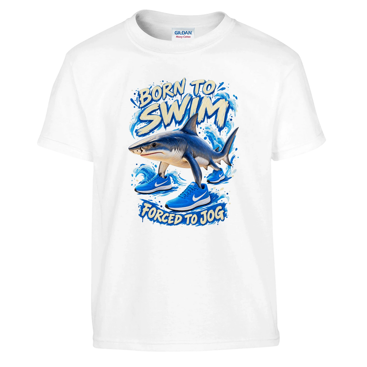 Tralalero Tralala print on a white kids t-shirt, front view