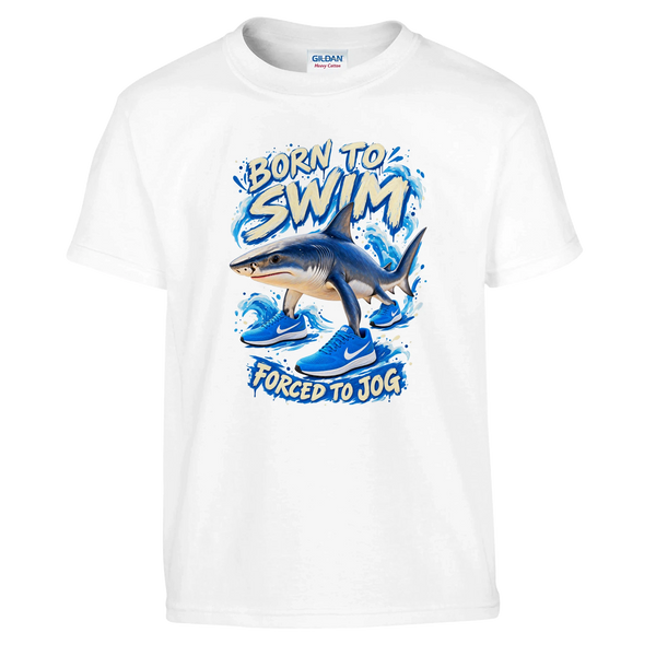Tralalero Tralala print on a white kids t-shirt, front view
