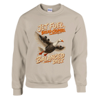 Bombombini Gusini print on a sand crewneck sweatshirt, front view