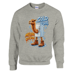 Frigo Camelo print on an ash grey crewneck sweatshirt, front view