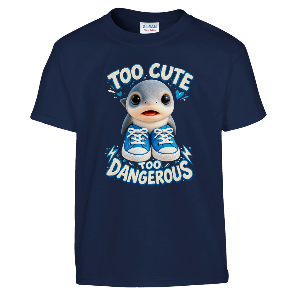 Los Tralaleritos print on a navy kids t-shirt, front view