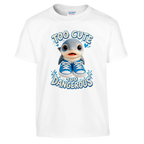 Los Tralaleritos print on a white kids t-shirt, front view