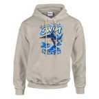 Tralalero Tralala print on a sand pullover hoodie, front view