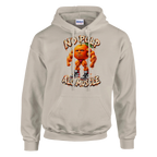 Odin Din Din Dun print on a sand pullover hoodie, front view