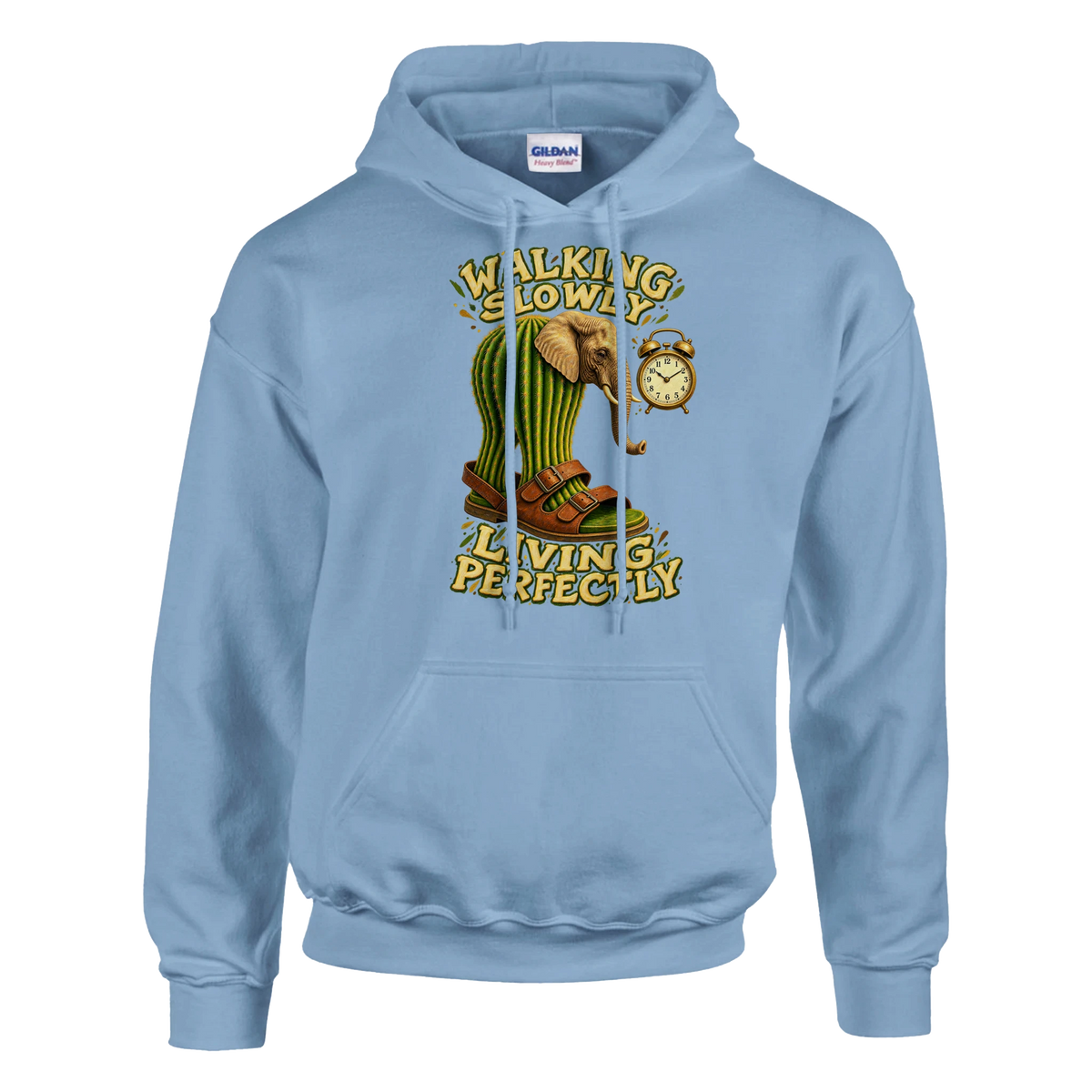 Lirili Larila print on a light blue pullover hoodie, front view