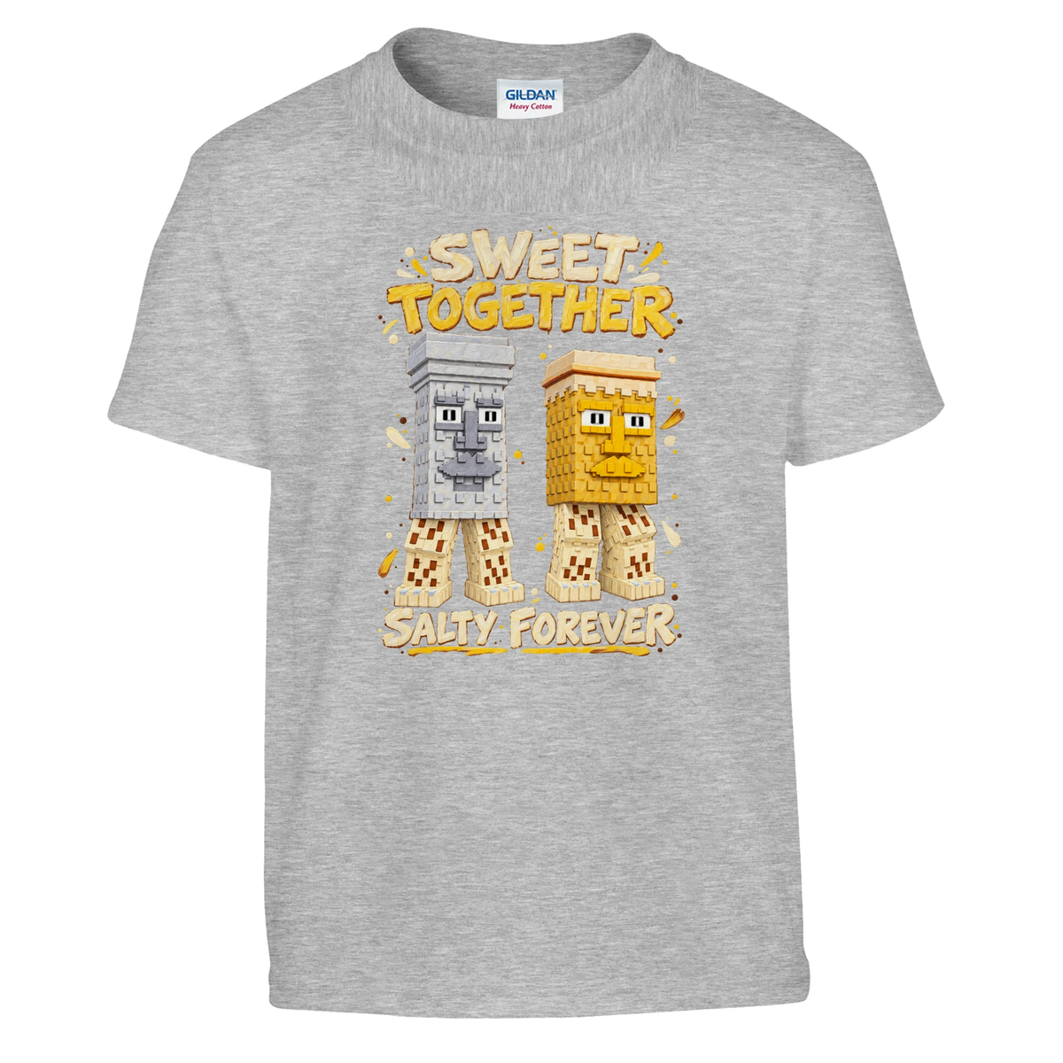 Garama and Madundung print on a sport grey kids t-shirt, front view
