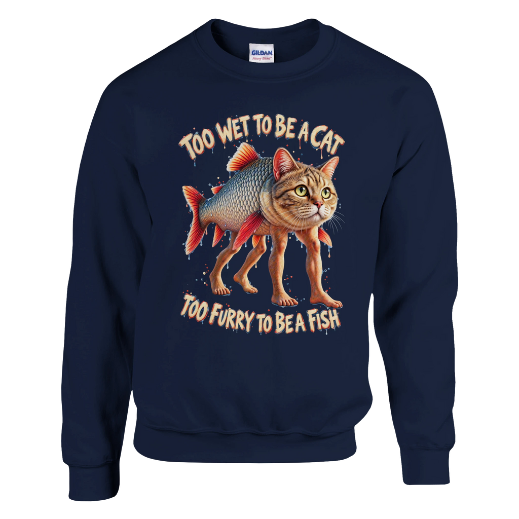 Trulimero Trulichina print on a navy crewneck sweatshirt, front view