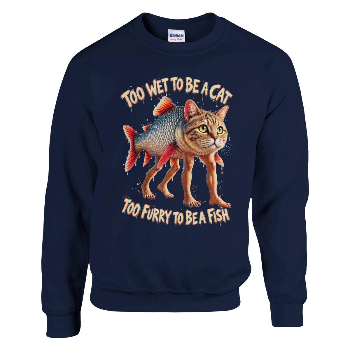 Trulimero Trulichina print on a navy crewneck sweatshirt, front view