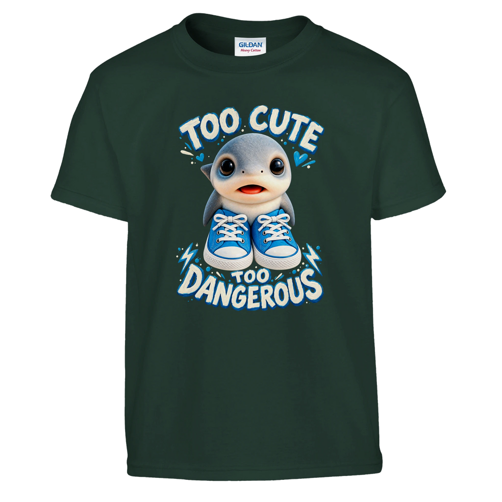 Los Tralaleritos print on a forest green kids t-shirt, front view