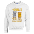 Garama and Madundung print on a white crewneck sweatshirt, front view