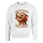 Cocofanto Elefanto print on a white crewneck sweatshirt, front view