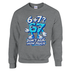 67 print on a sport grey crewneck sweatshirt, front view