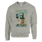 Pot Hotspot print on an ash grey crewneck sweatshirt, front view