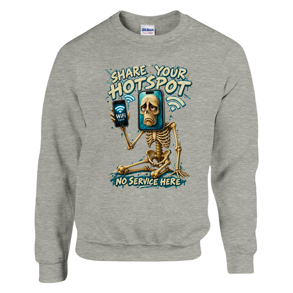Pot Hotspot print on an ash grey crewneck sweatshirt, front view