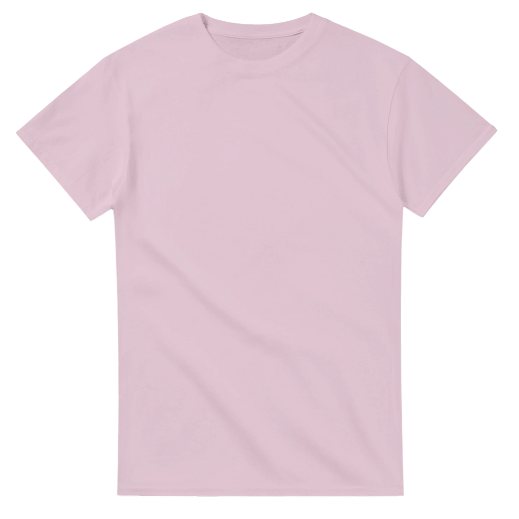 Light Pink t-shirt printed with Noobini Pizzanini and the words Pizza on, brain off, front view