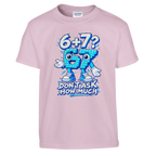 67 print on a light pink kids t-shirt, front view