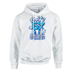 67 print on a white pullover hoodie, front view