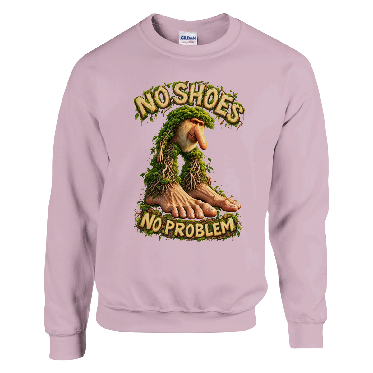 Brr Brr Patapim print on a light pink crewneck sweatshirt, front view