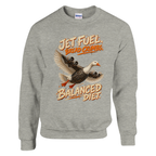 Bombombini Gusini print on an ash grey crewneck sweatshirt, front view