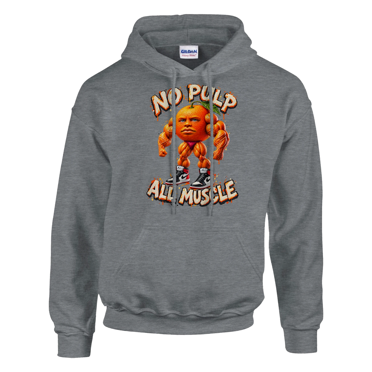 Odin Din Din Dun print on a sport grey pullover hoodie, front view