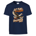 Bombombini Gusini print on a navy kids t-shirt, front view